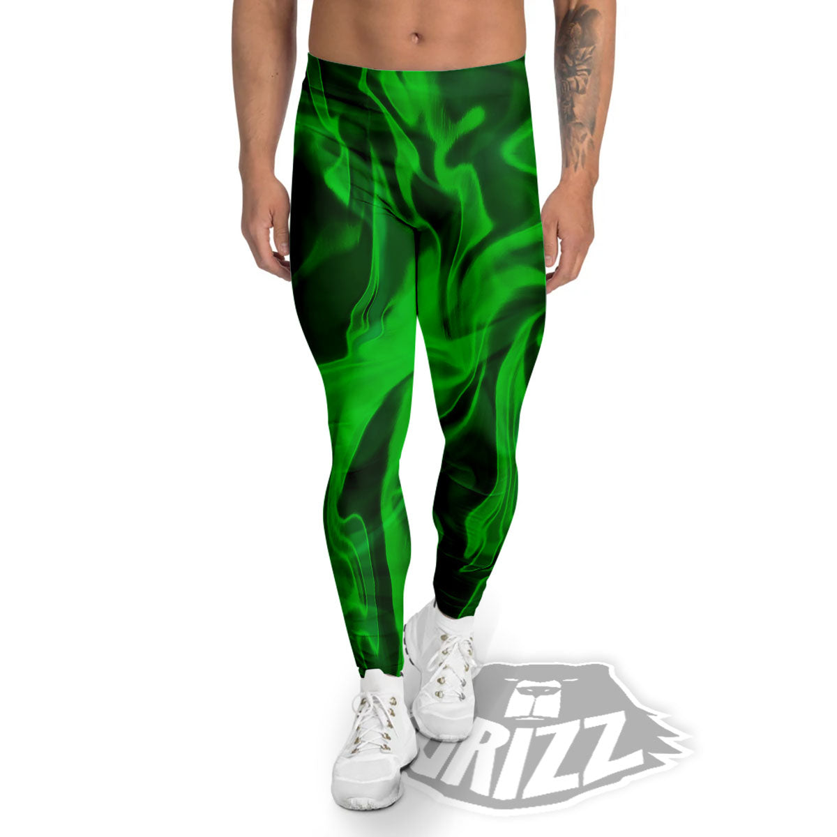 Green Energy Plasma Print Men's Leggings-grizzshop