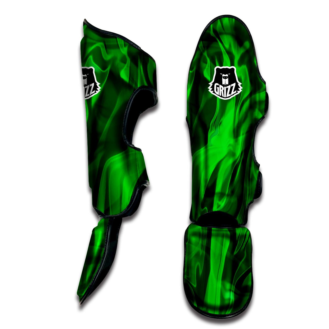 Green Energy Plasma Print Muay Thai Shin Guards-grizzshop