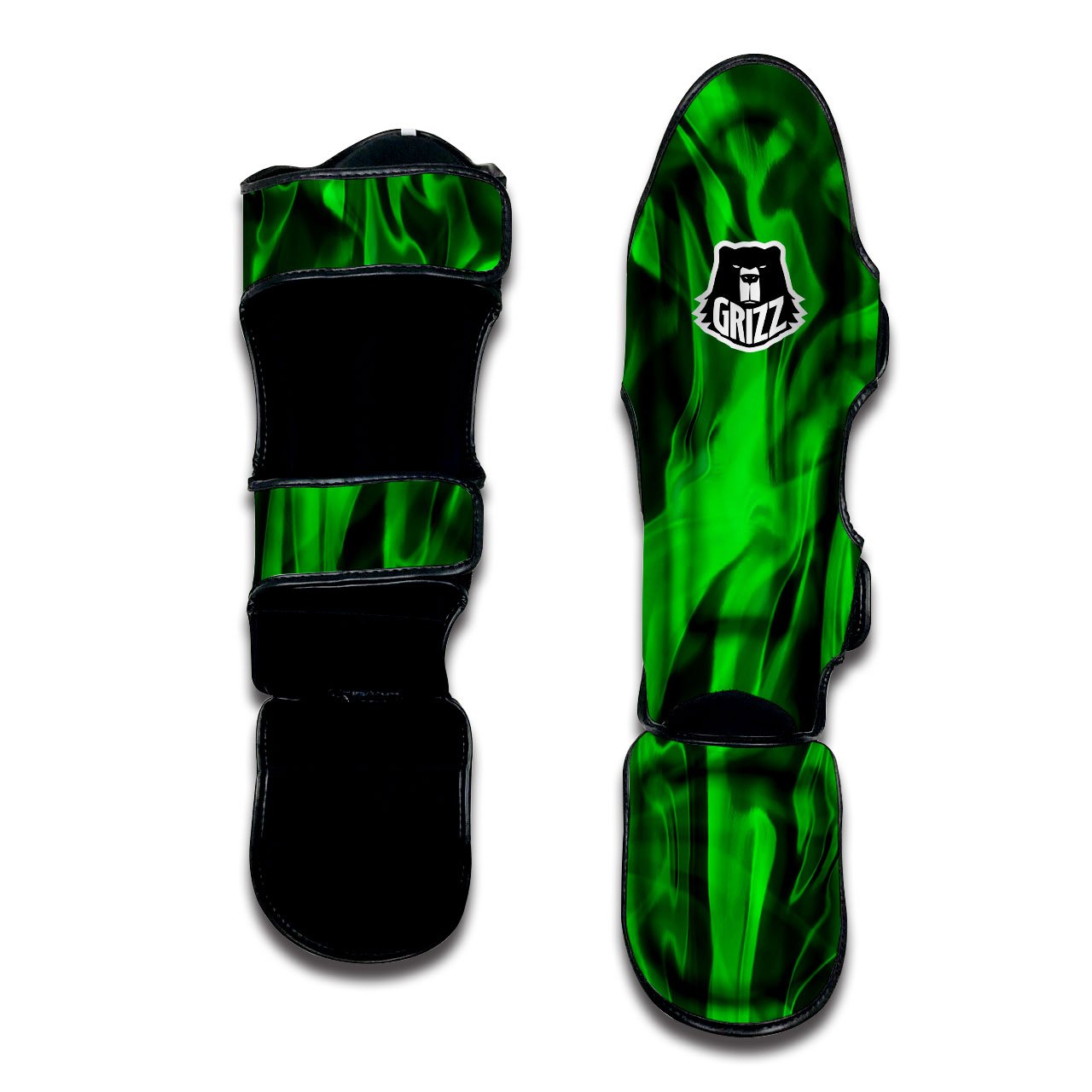 Green Energy Plasma Print Muay Thai Shin Guards-grizzshop