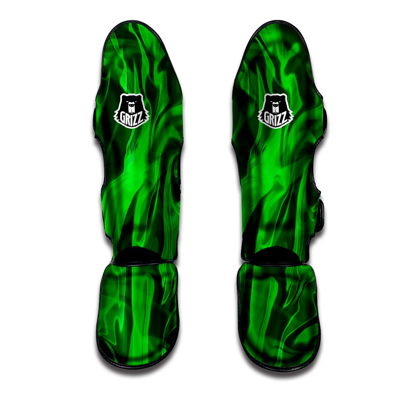 Green Energy Plasma Print Muay Thai Shin Guards-grizzshop