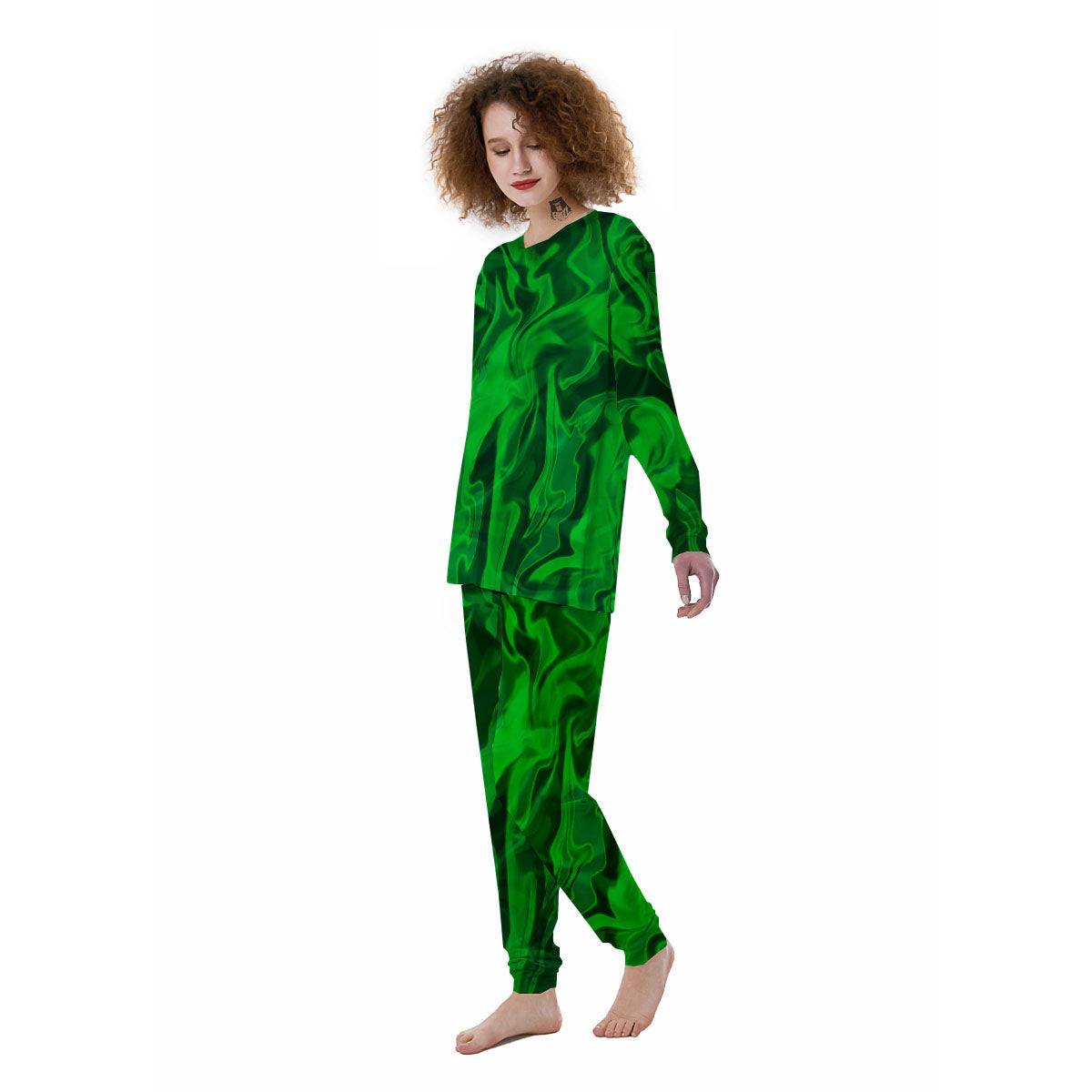 Green Energy Plasma Print Women's Pajamas-grizzshop