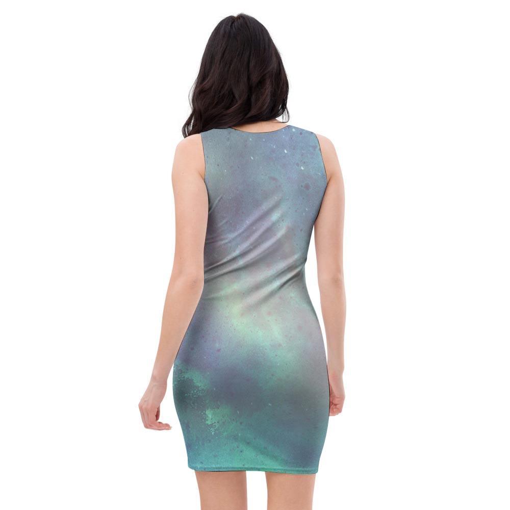 Green Galaxy Space Bodycon Dress-grizzshop