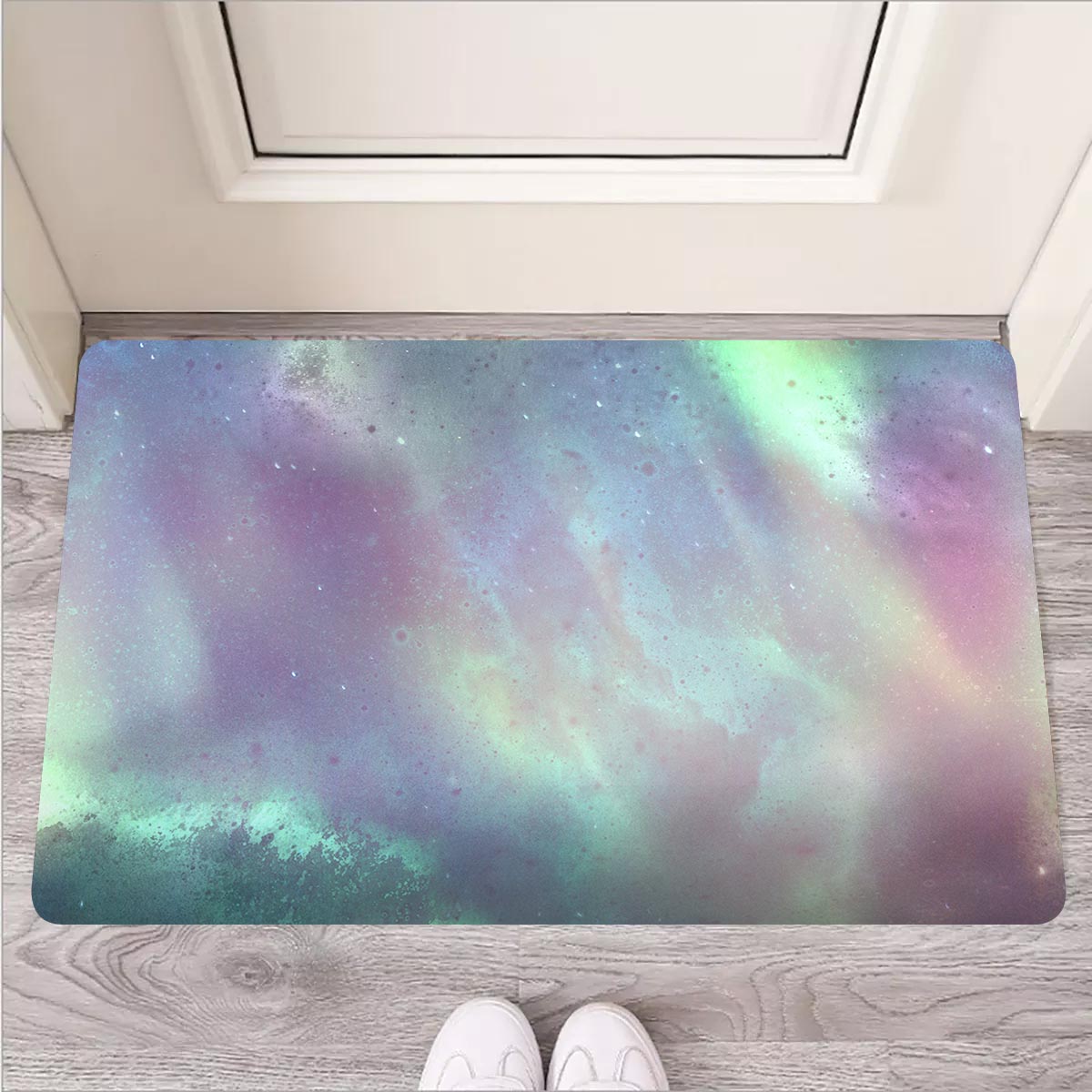 Green Galaxy Space Door Mat-grizzshop