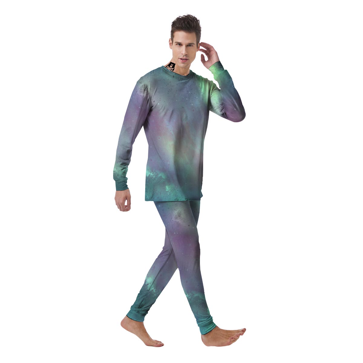 Green Galaxy Space Men's Pajamas-grizzshop