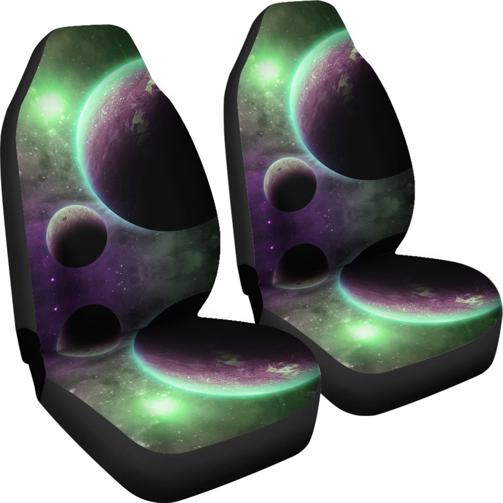 Green Galaxy Space Moon Earth Print Universal Fit Car Seat Cover-grizzshop