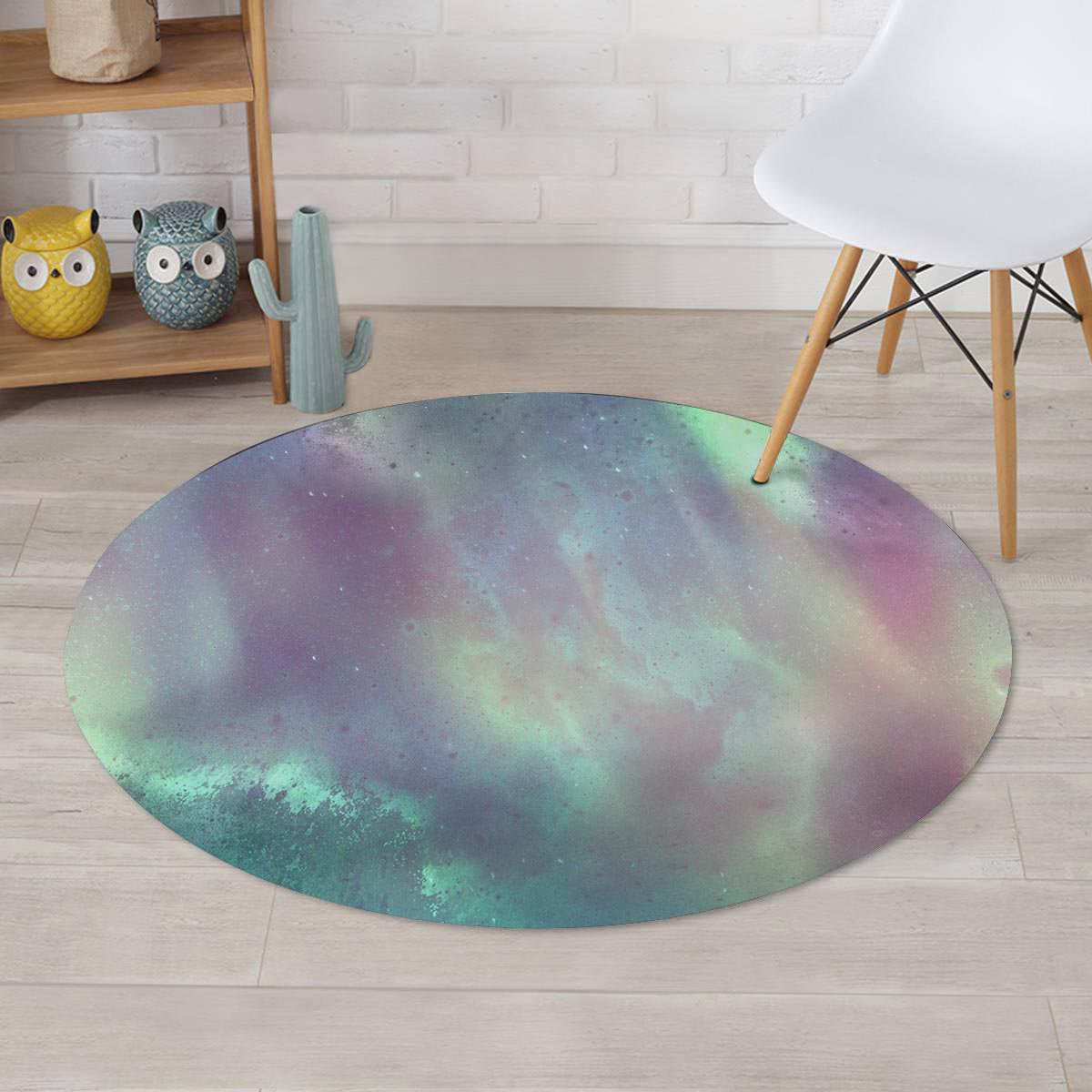 Green Galaxy Space Round Rug-grizzshop