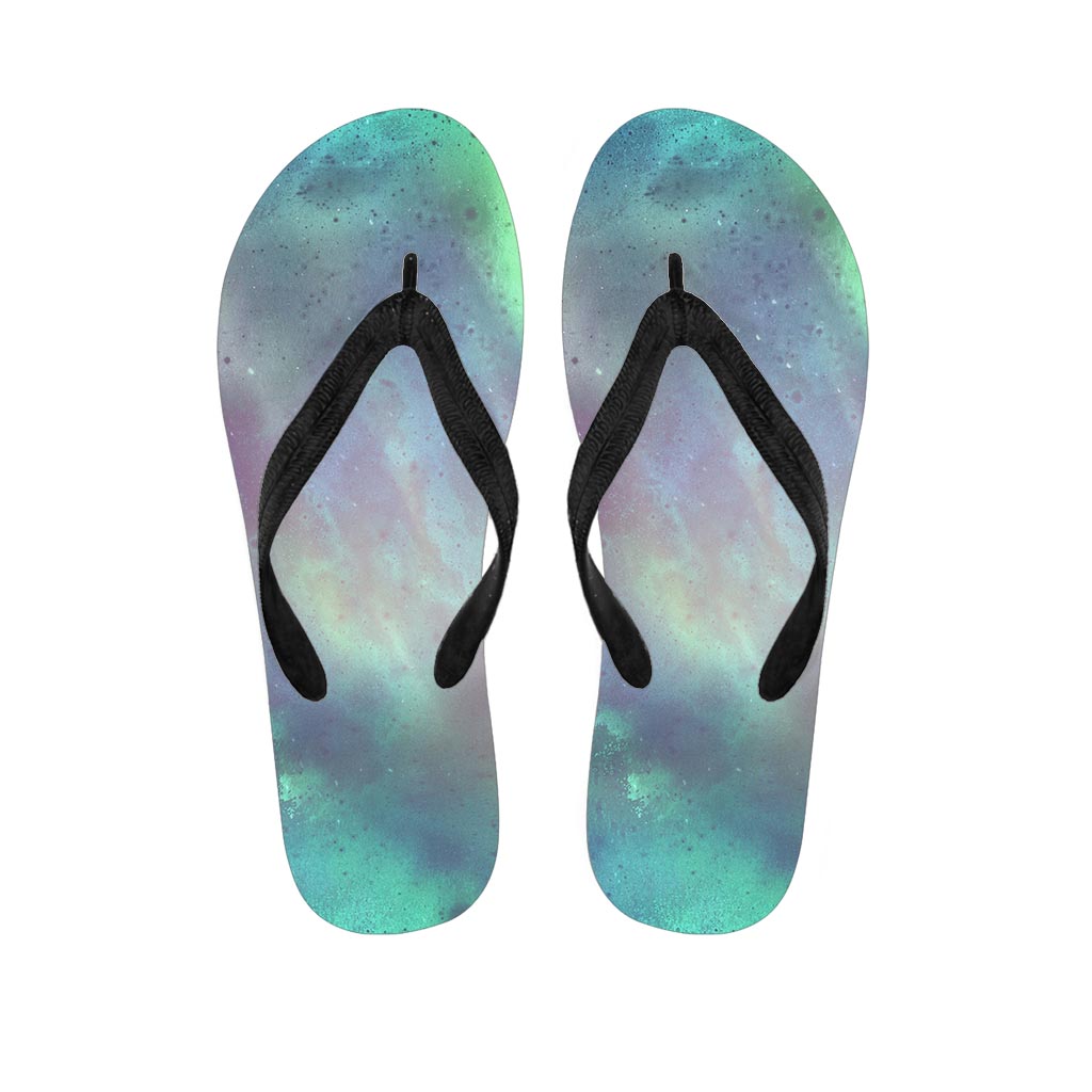 Green Galaxy Space Women's Flip Flops-grizzshop