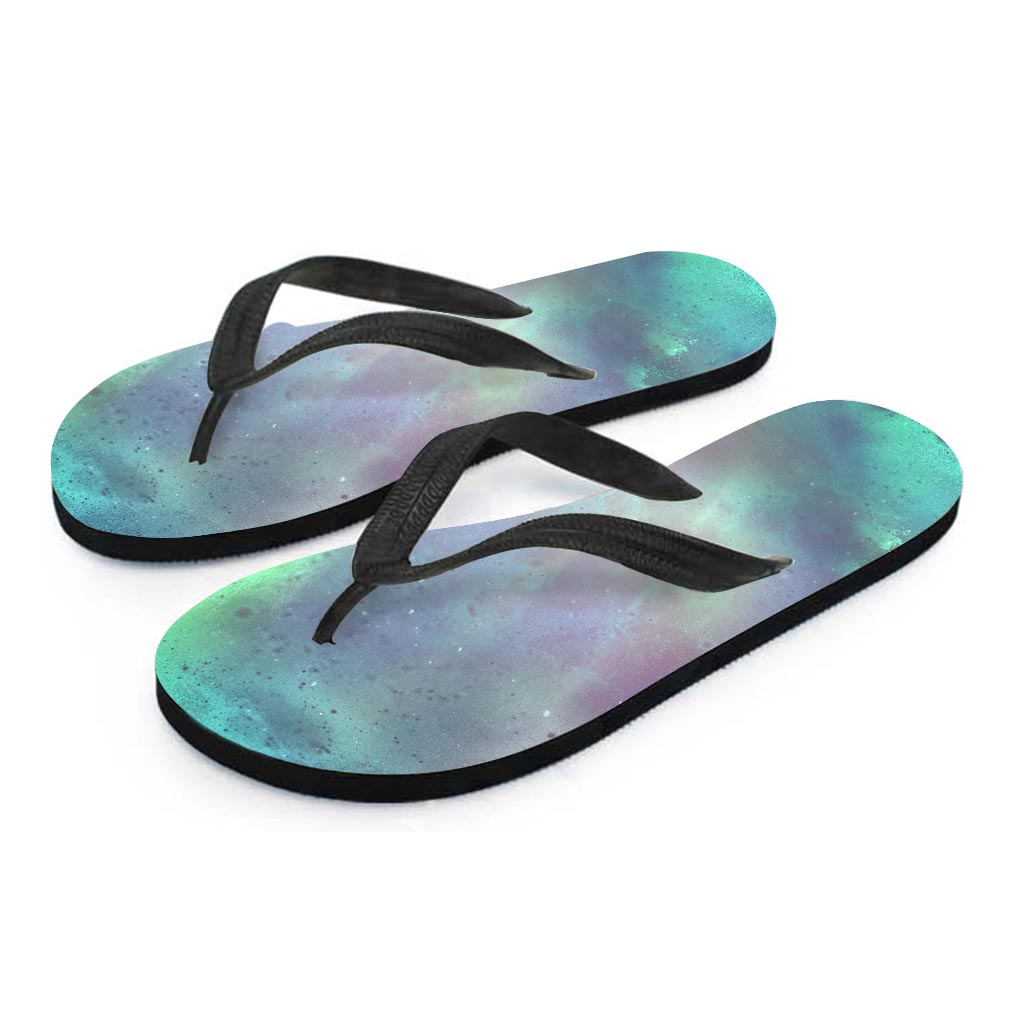 Green Galaxy Space Women's Flip Flops-grizzshop