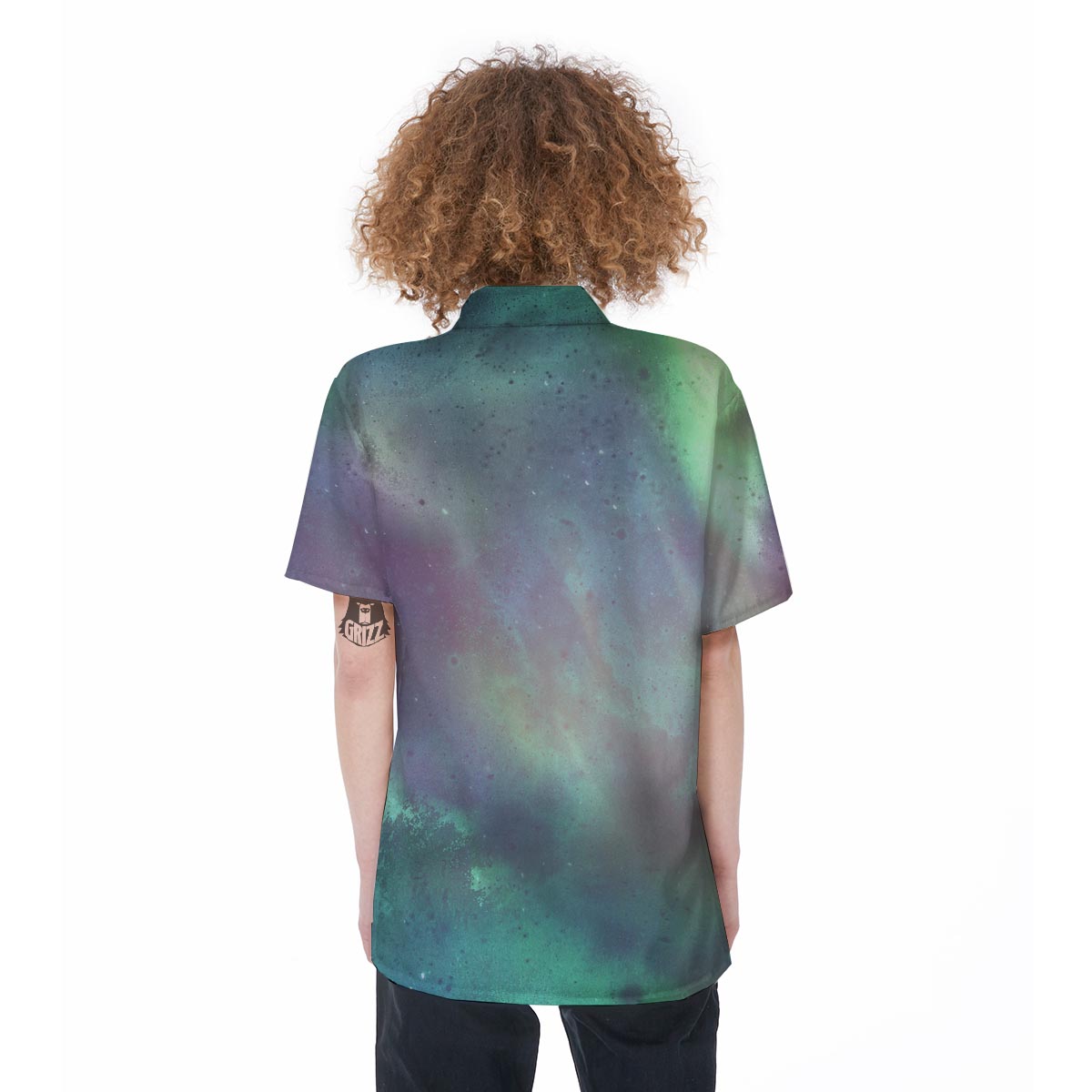 Green Galaxy Space Women's Short Sleeve Shirts-grizzshop