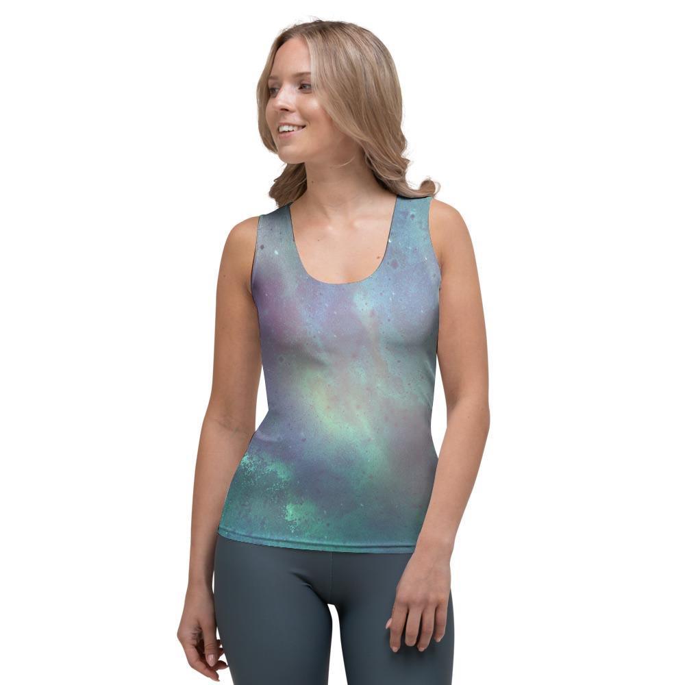 Green Galaxy Space Women's Tank Top-grizzshop
