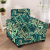 Green Geometric Abstract Armchair Cover-grizzshop