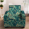 Green Geometric Abstract Armchair Cover-grizzshop