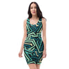 Green Geometric Abstract Bodycon Dress-grizzshop