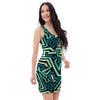 Green Geometric Abstract Bodycon Dress-grizzshop