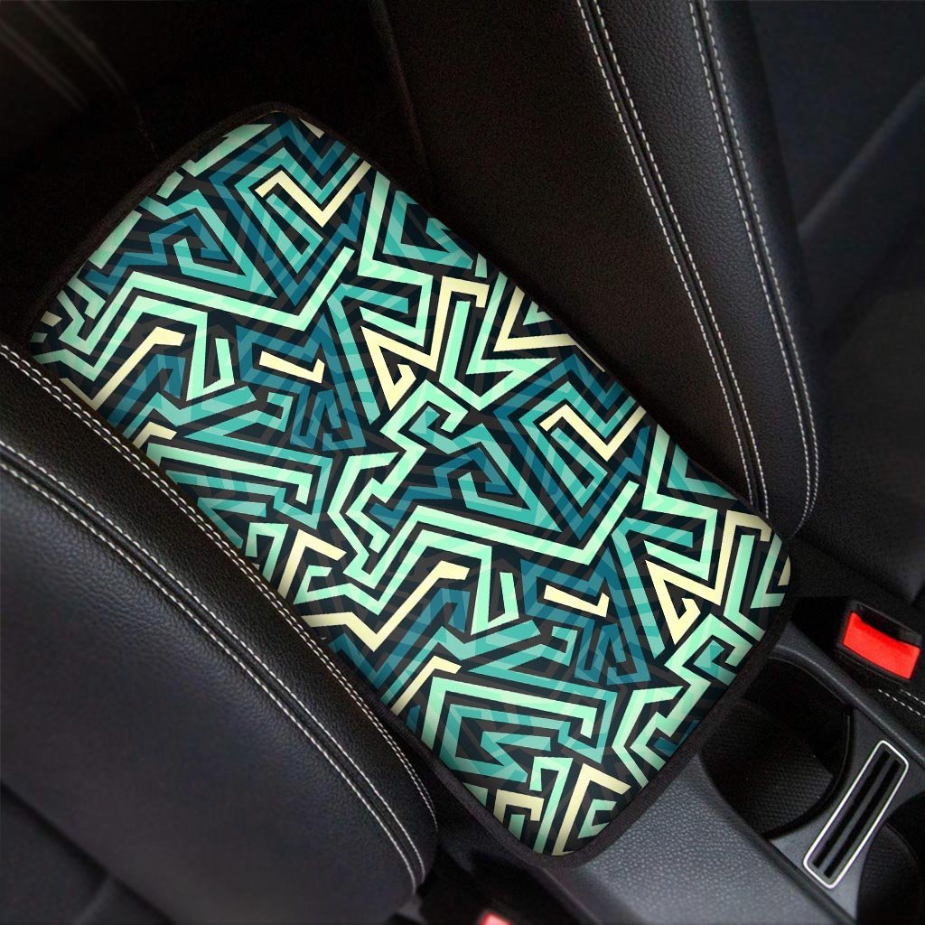 Green Geometric Abstract Car Console Cover-grizzshop