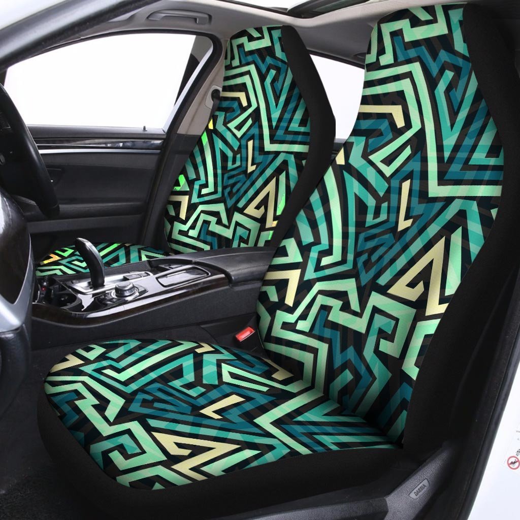 Green Geometric Abstract Car Seat Covers-grizzshop