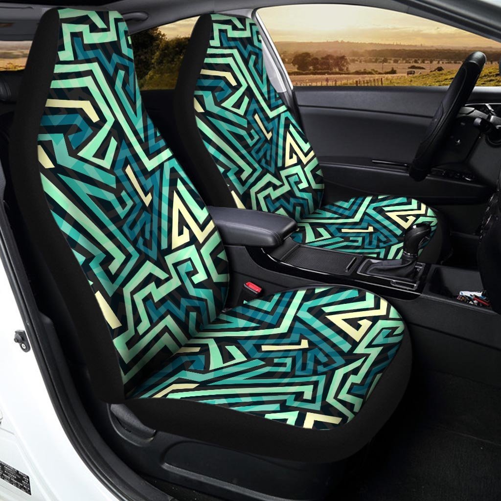 Green Geometric Abstract Car Seat Covers-grizzshop