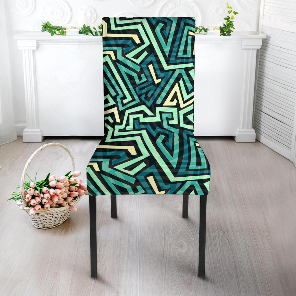 Green Geometric Abstract Chair Cover-grizzshop
