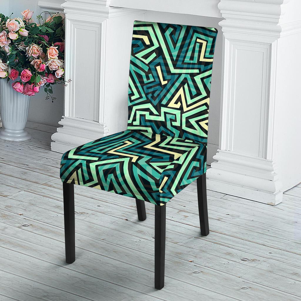 Green Geometric Abstract Chair Cover-grizzshop