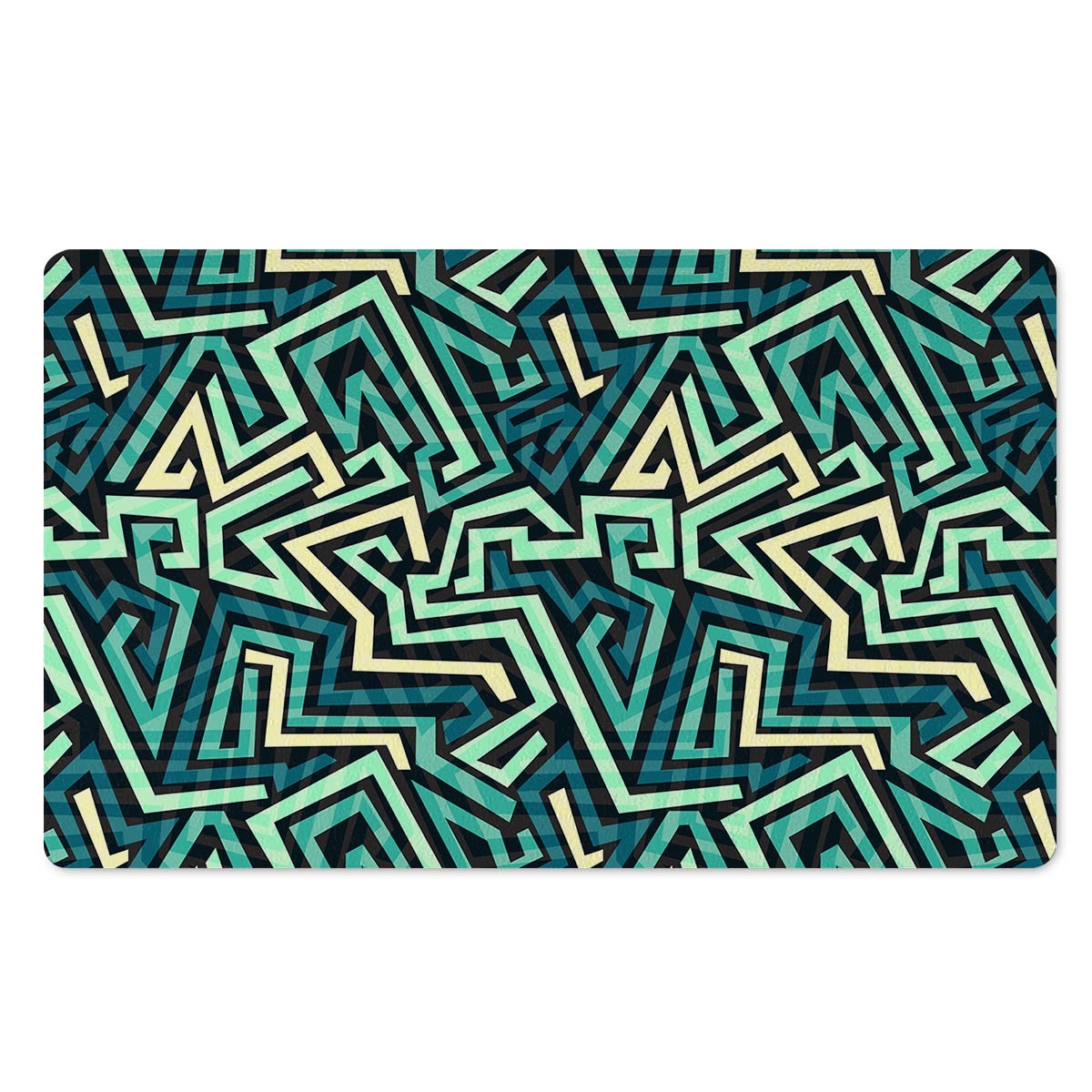 Green Geometric Abstract Door Mat-grizzshop