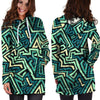 Green Geometric Abstract Hoodie Dress-grizzshop