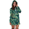 Green Geometric Abstract Hoodie Dress-grizzshop