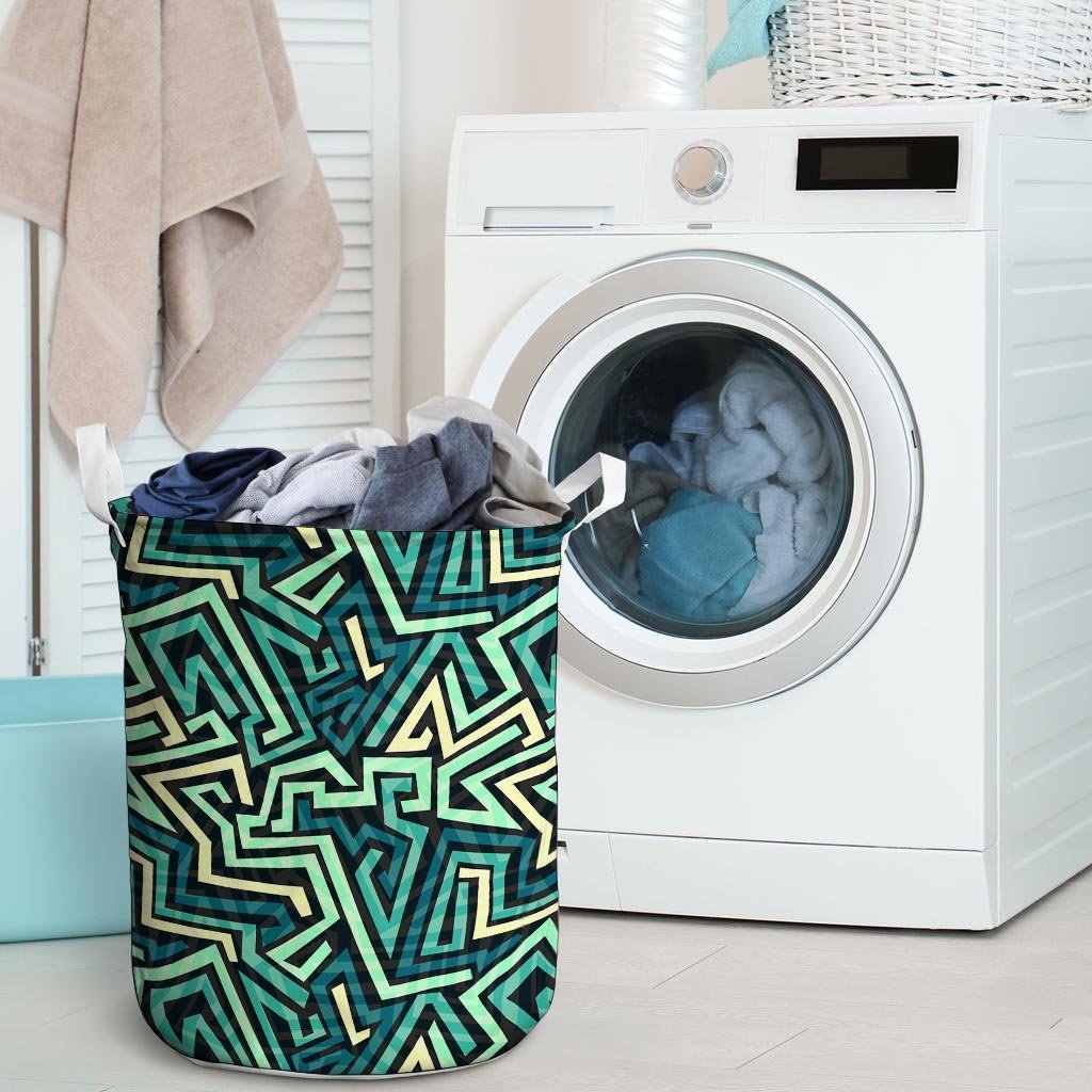 Green Geometric Abstract Laundry Basket-grizzshop