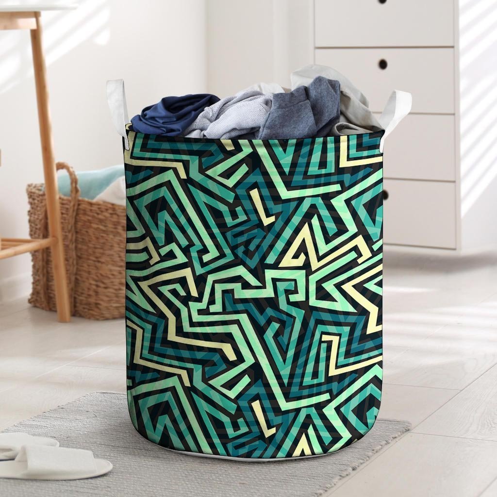 Green Geometric Abstract Laundry Basket-grizzshop