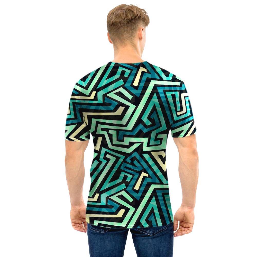 Green Geometric Abstract Men T Shirt-grizzshop