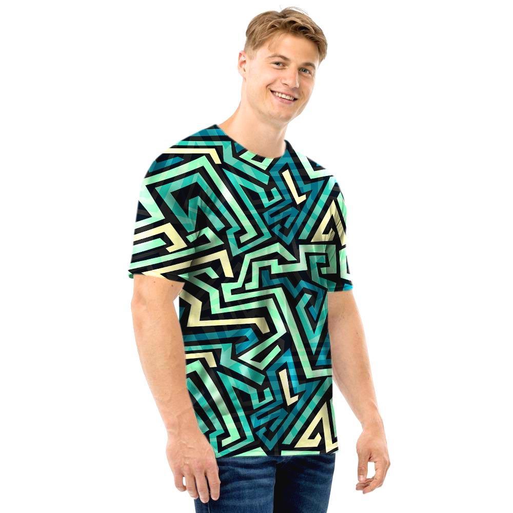 Green Geometric Abstract Men T Shirt-grizzshop