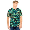 Green Geometric Abstract Men T Shirt-grizzshop