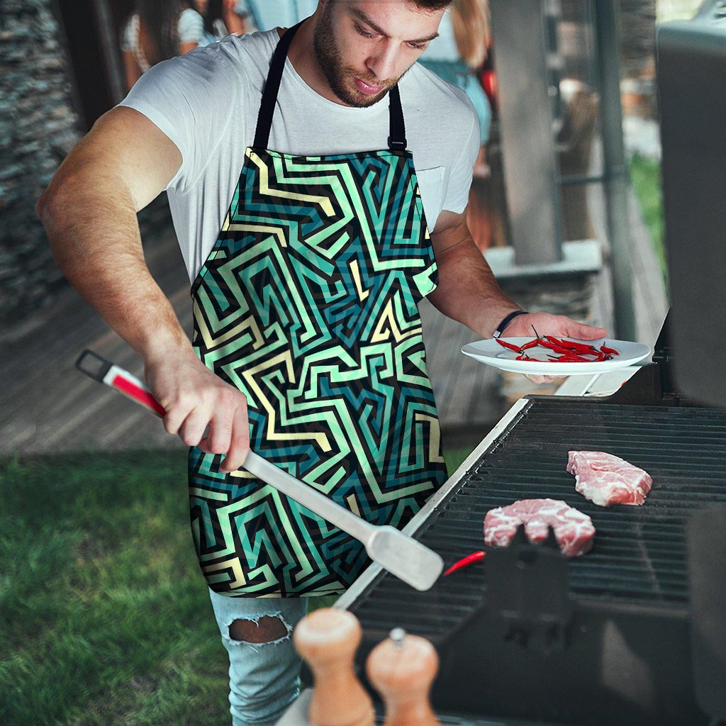 Green Geometric Abstract Men's Apron-grizzshop