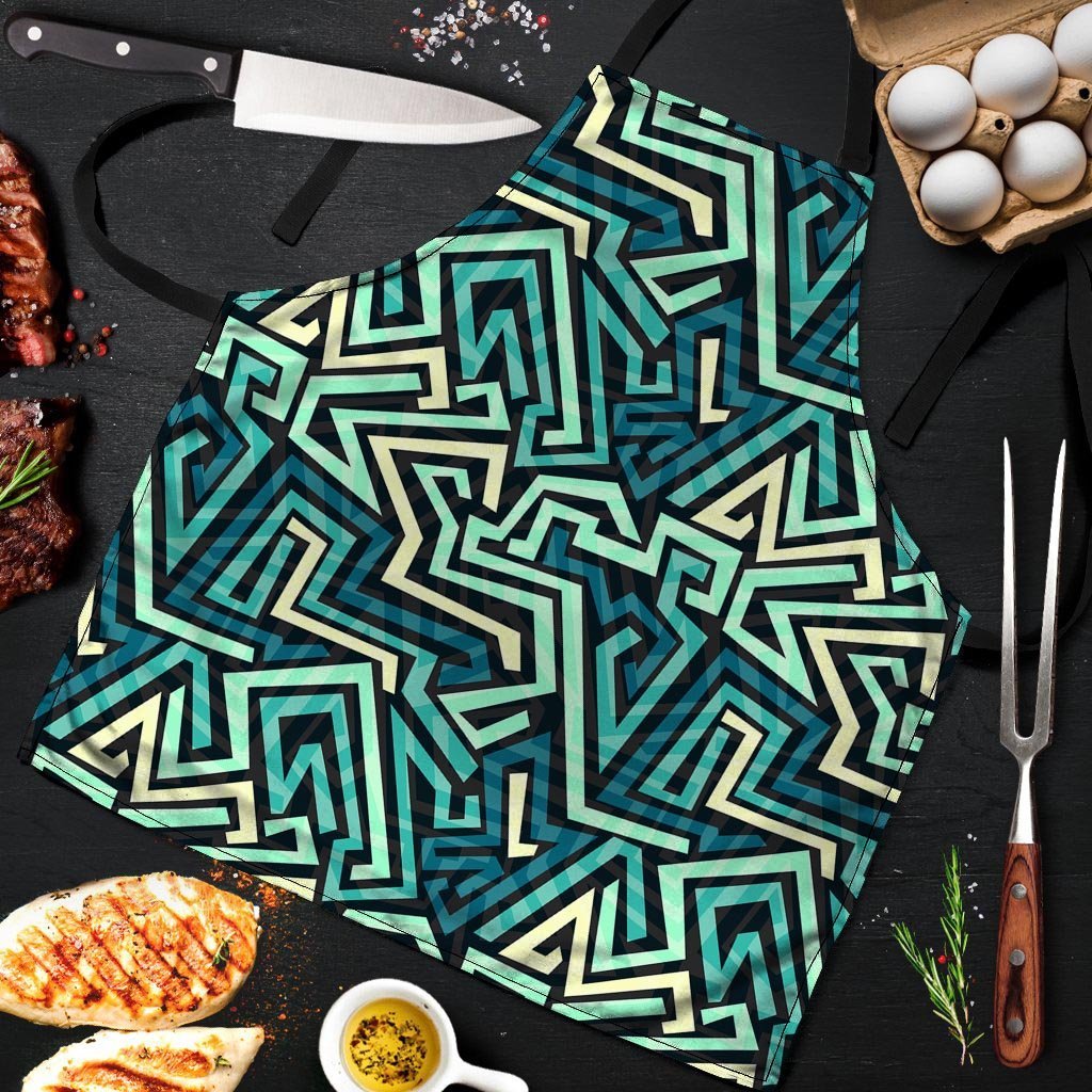 Green Geometric Abstract Men's Apron-grizzshop