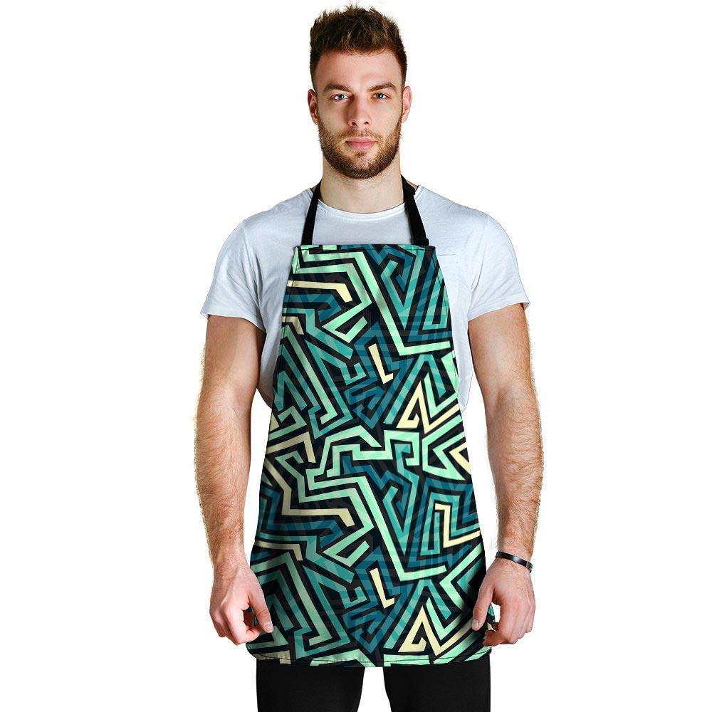 Green Geometric Abstract Men's Apron-grizzshop