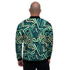 Green Geometric Abstract Men's Bomber Jacket-grizzshop