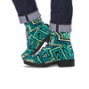 Green Geometric Abstract Men's Boots-grizzshop