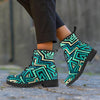 Green Geometric Abstract Men's Boots-grizzshop