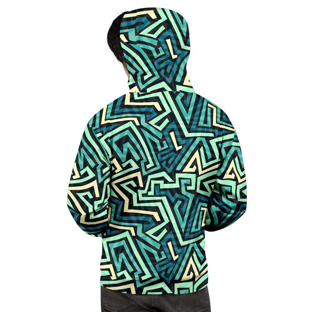 Green Geometric Abstract Men's Hoodie-grizzshop