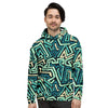 Green Geometric Abstract Men's Hoodie-grizzshop