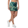 Green Geometric Abstract Mini Skirt-grizzshop