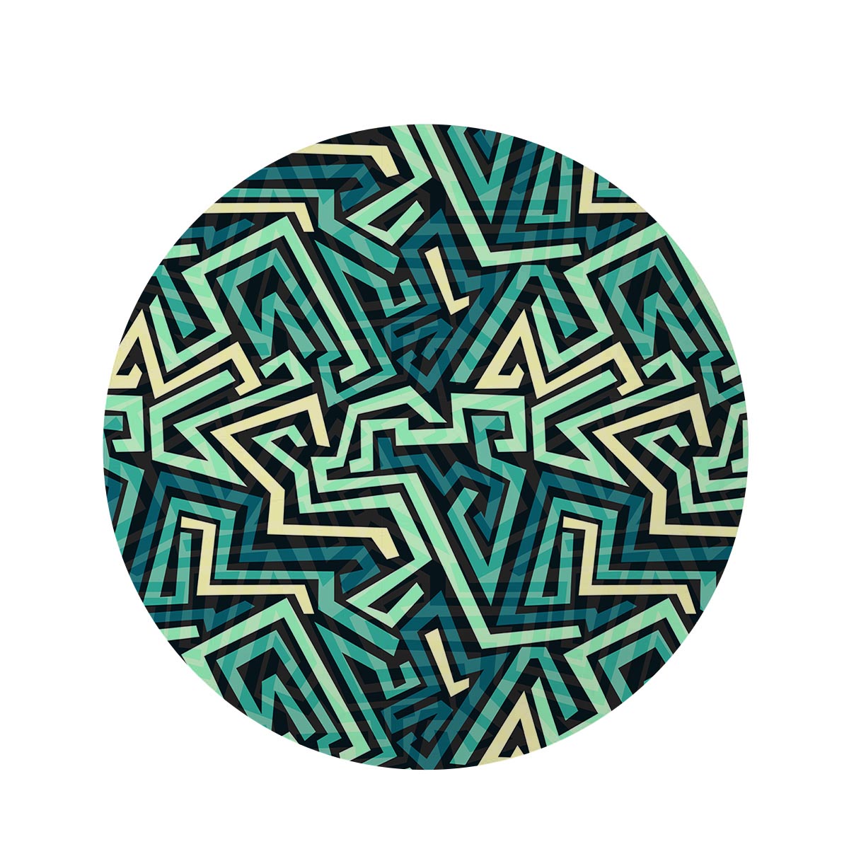 Green Geometric Abstract Round Rug-grizzshop