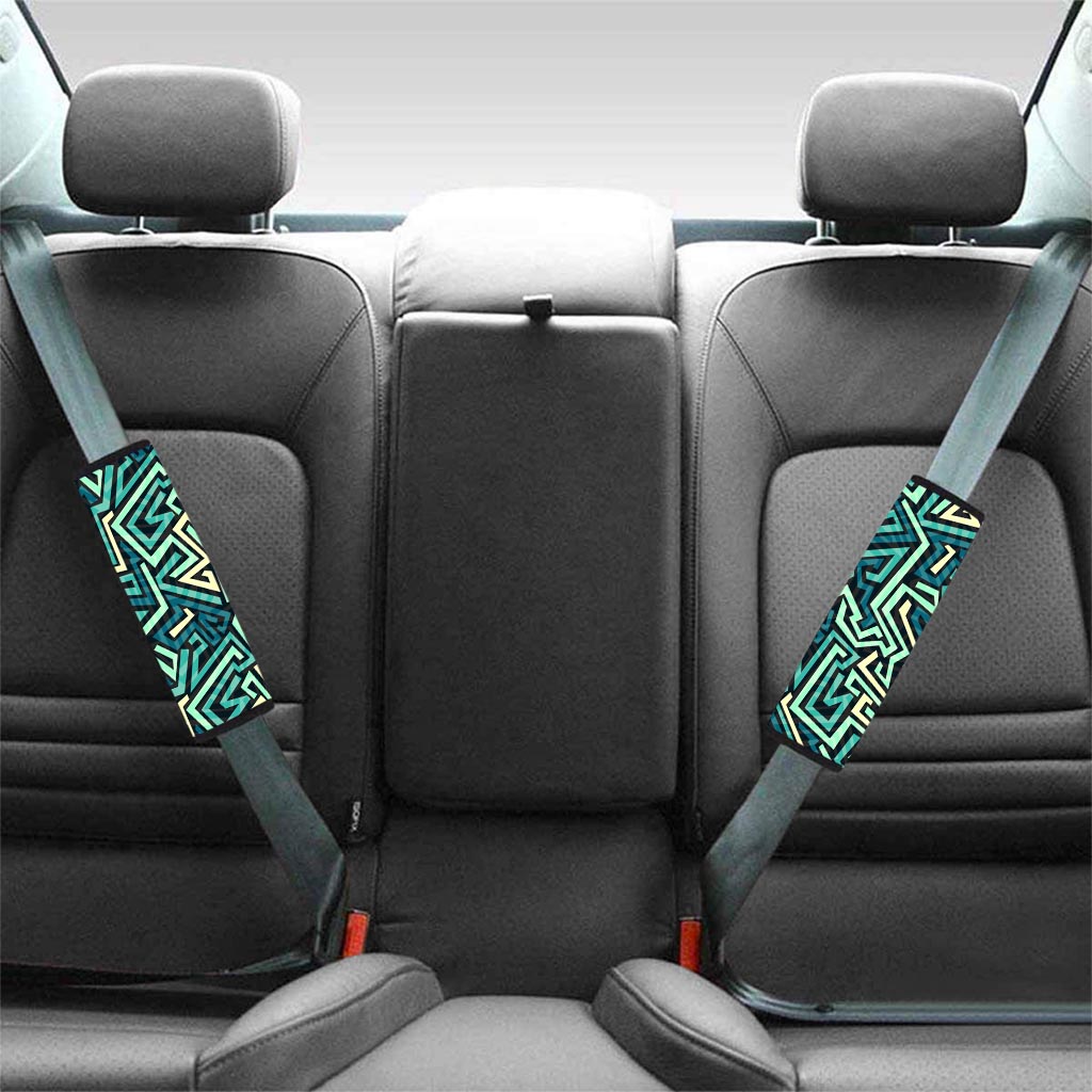 Green Geometric Abstract Seat Belt Cover-grizzshop