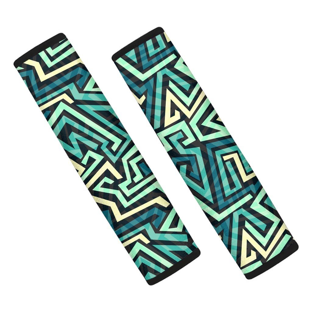 Green Geometric Abstract Seat Belt Cover-grizzshop