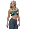 Green Geometric Abstract Sports Bra-grizzshop