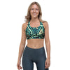 Green Geometric Abstract Sports Bra-grizzshop