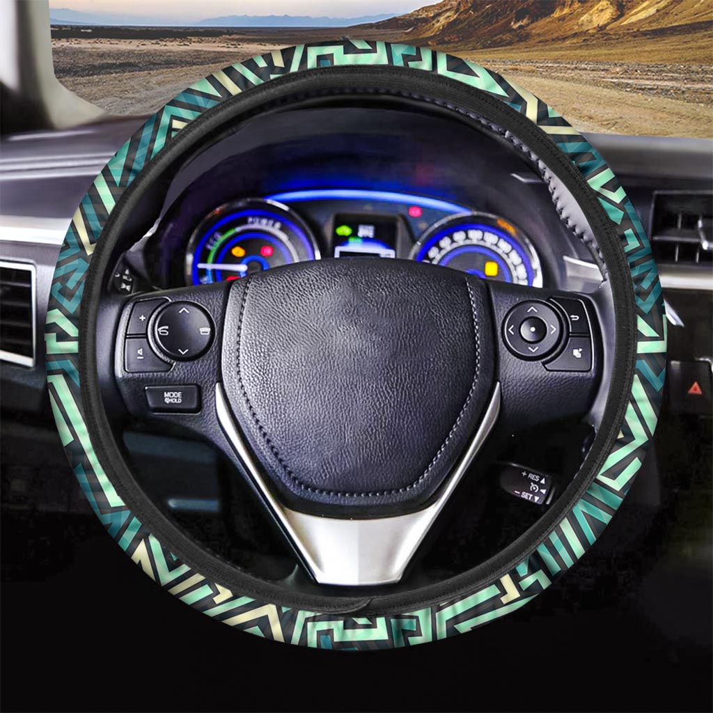 Green Geometric Abstract Steering Wheel Cover-grizzshop