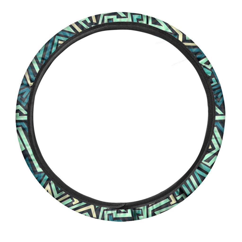 Green Geometric Abstract Steering Wheel Cover-grizzshop