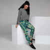 Green Geometric Abstract Women's Joggers-grizzshop