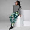 Green Geometric Abstract Women's Joggers-grizzshop