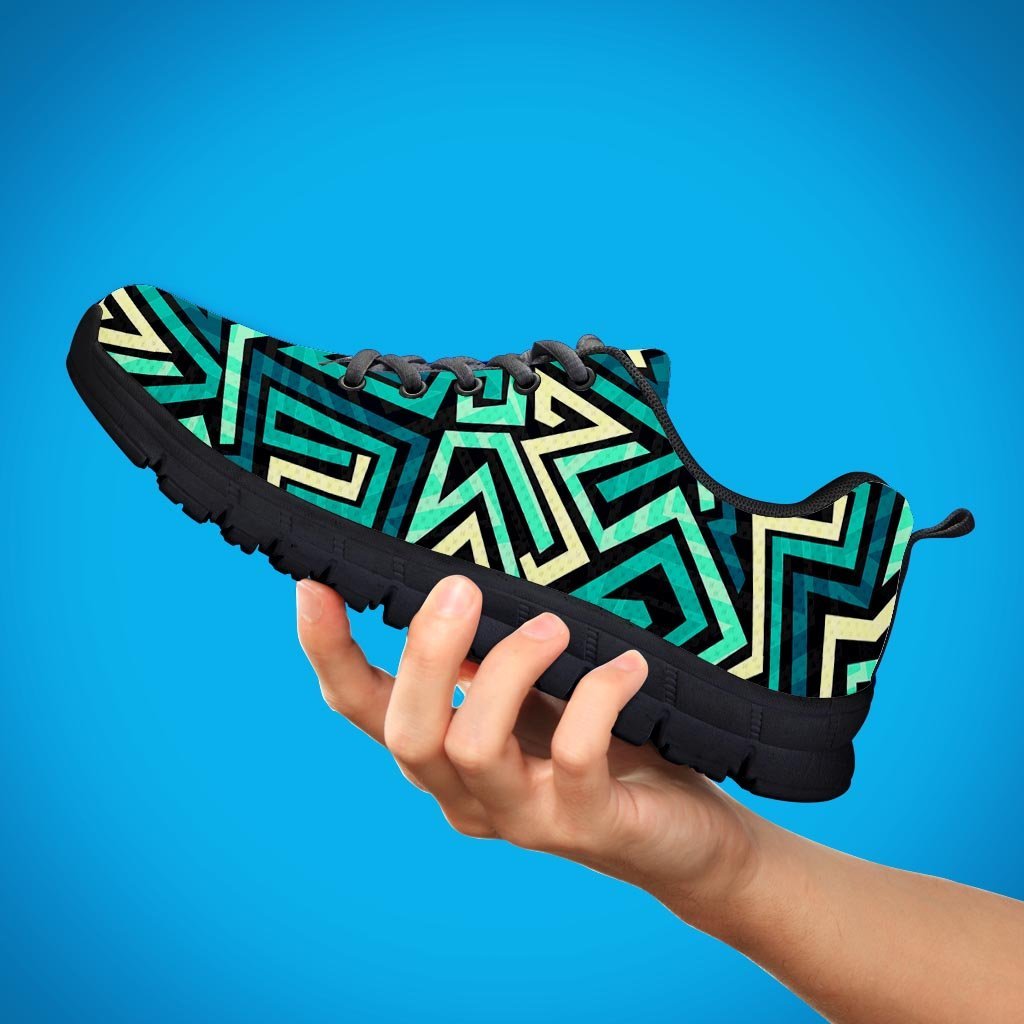 Green Geometric Abstract Women's Sneakers-grizzshop